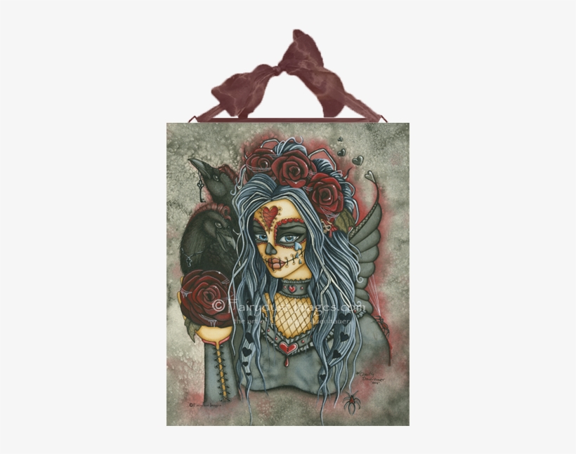Day Of The Dead Fairy Ceramic Tile Plaque - Zuckerschädel-feenhaftes Gesicht Und Krähen 8 Papierteller, transparent png download