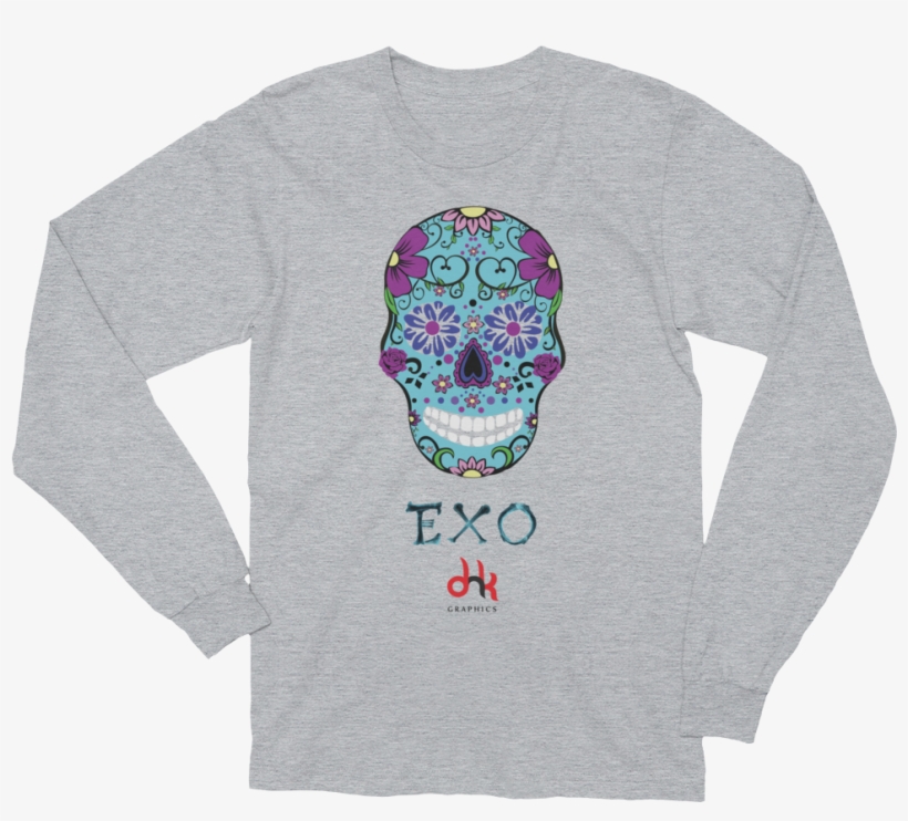 Sugar Skull Grey Longsleeve, transparent png download