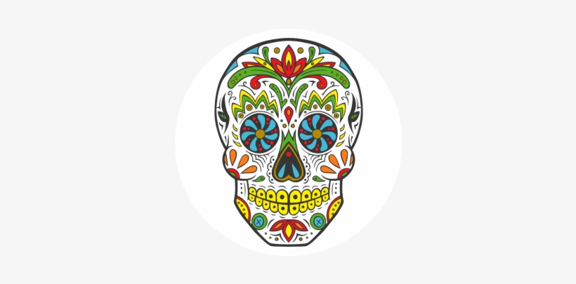 Sugar Skull Temporary Tattoo - Día De Los Muertos Skull 3.5" Button, transparent png download