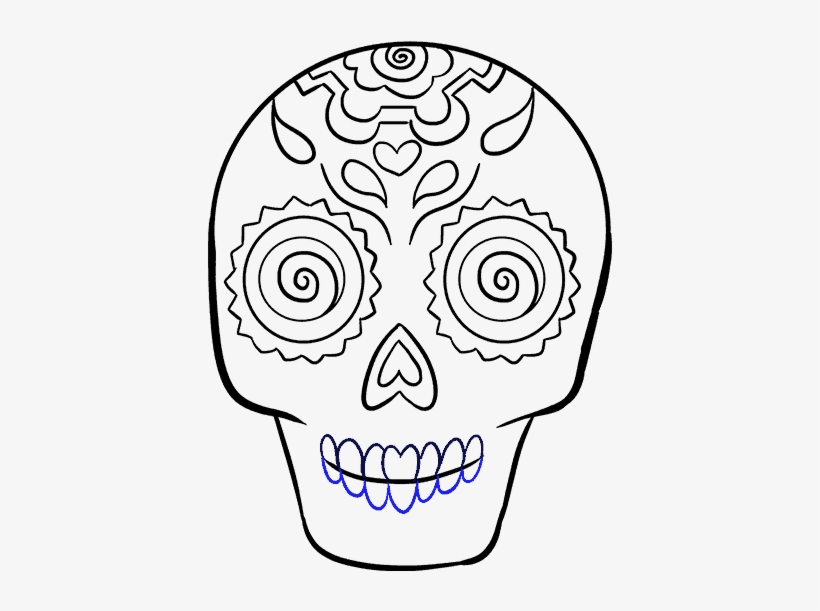 Drawn Sugar Skull Human - Dia De Los Muertos Drawings Easy, transparent png download