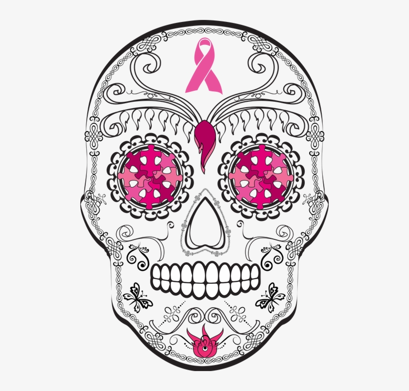 Beautiful And Soft - Breast Cancer Sugar Skull, transparent png download