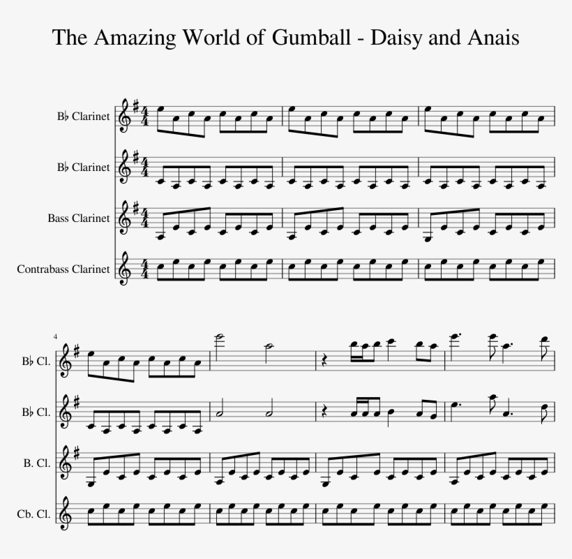 The Amazing World Of Gumball - Sheet Music, transparent png download
