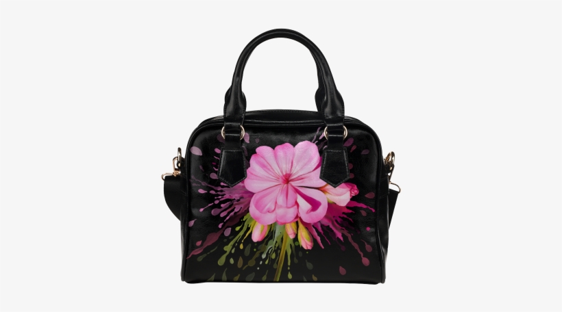 Pink Flower Color Splash, Watercolor Shoulder Handbag - Casecoco Mexican Sugar Skull Girl Women's Pu Leather, transparent png download