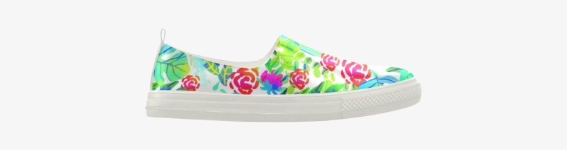 Cute Tropical Watercolor Flowers Apus Slip-on Microfiber - Slip-on Shoe, transparent png download
