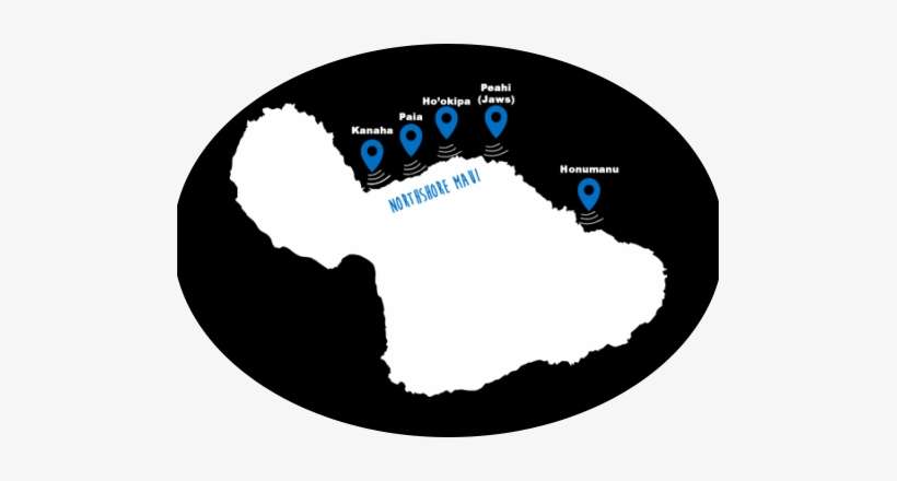 Maui North Shore Surf Spots - Maui Map, transparent png download