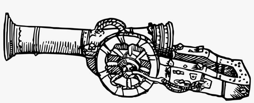 Cannon Artillery Round Shot Black And White Drawing - Artillery Black And White, transparent png download