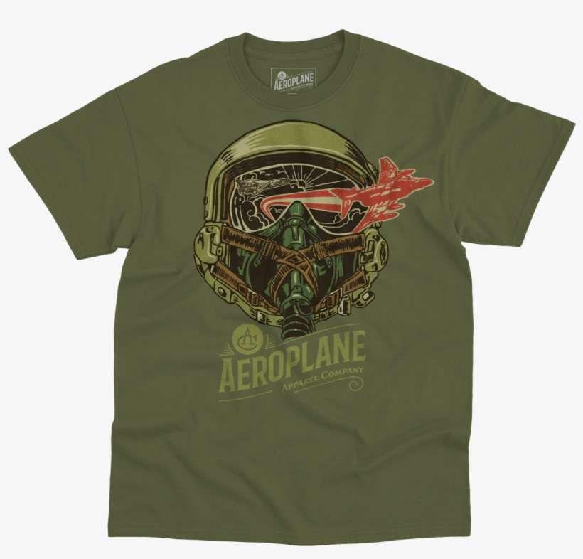 Helmet Fly Out Aeroplane Apparel T Shirt Moss - Shirt, transparent png download