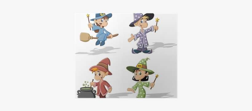 Cartoon Wizard Boys And Witch Girls - Cartoon Boy Witch, transparent png download