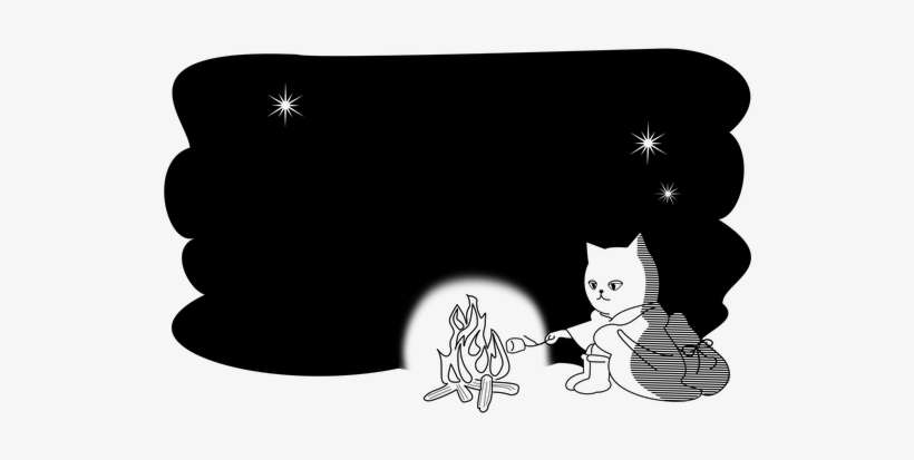Bonfire Camping Loneliness Cat Cartoon Out - Bonfire, transparent png download