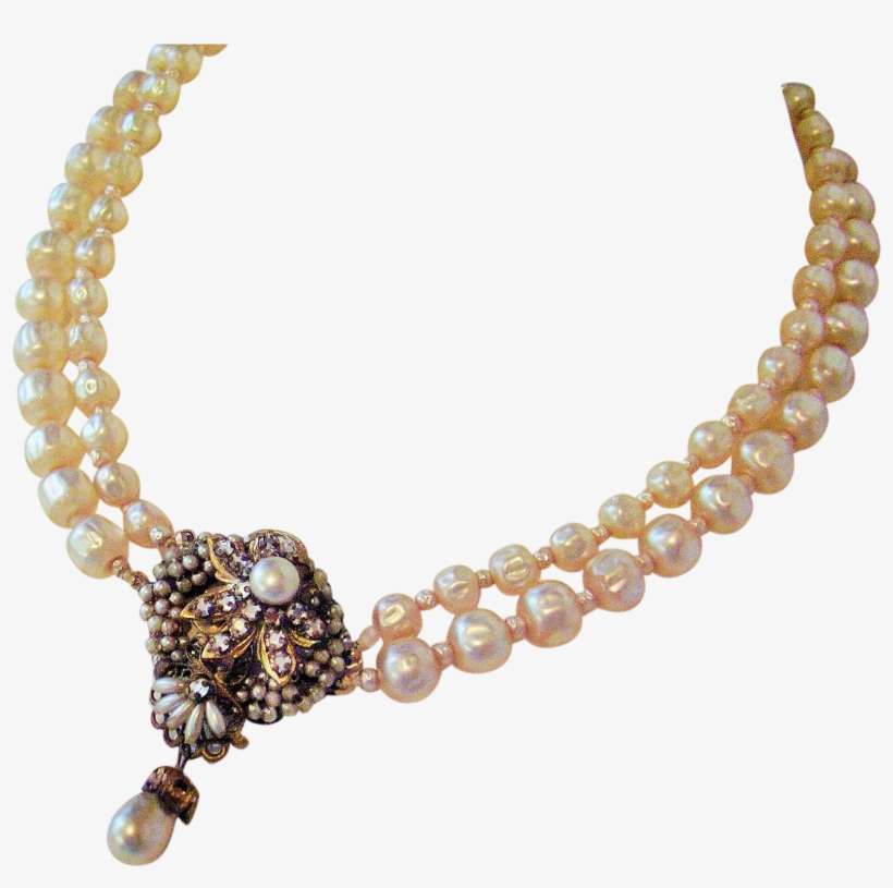 Pearl Neclace Png - Double Strand Faux Pearl Necklace With Center Cluster, transparent png download
