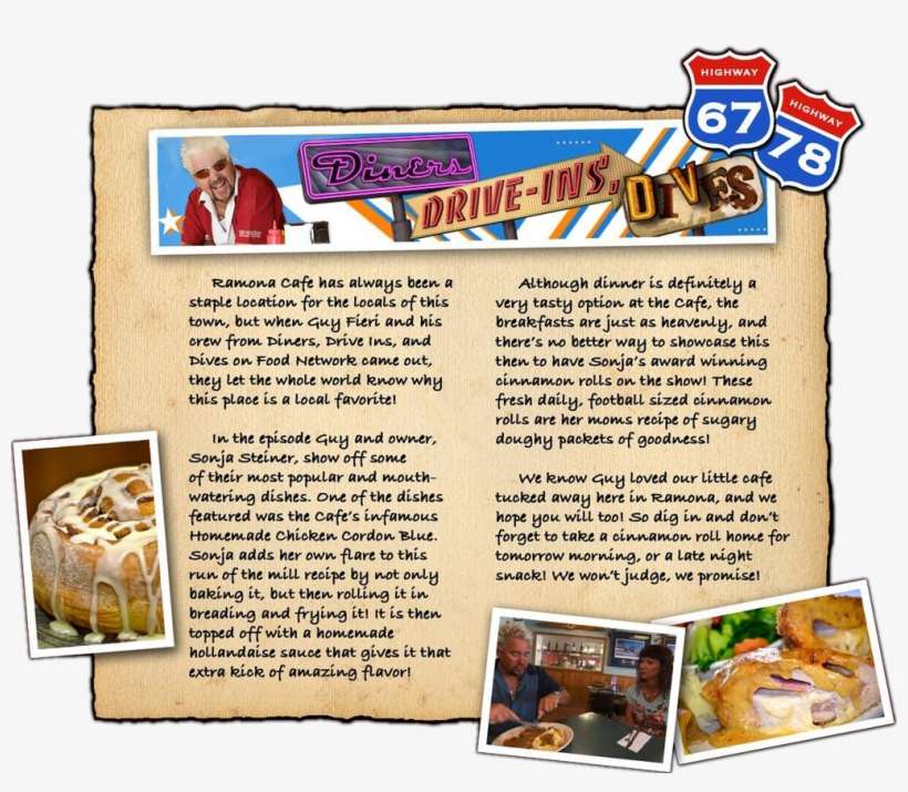 Ramona Cafe Is On The Map - Diners, Drive-ins & Dives: Road Songs, transparent png download