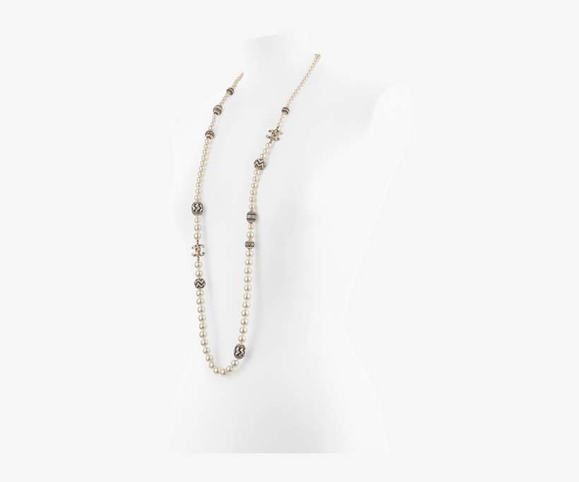 Long Glass Pearl Necklace With - Chain, transparent png download