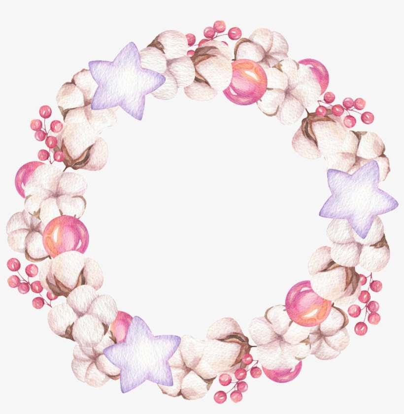 Hand Painted Cotton Wreath Png Transparent - Flower, transparent png download