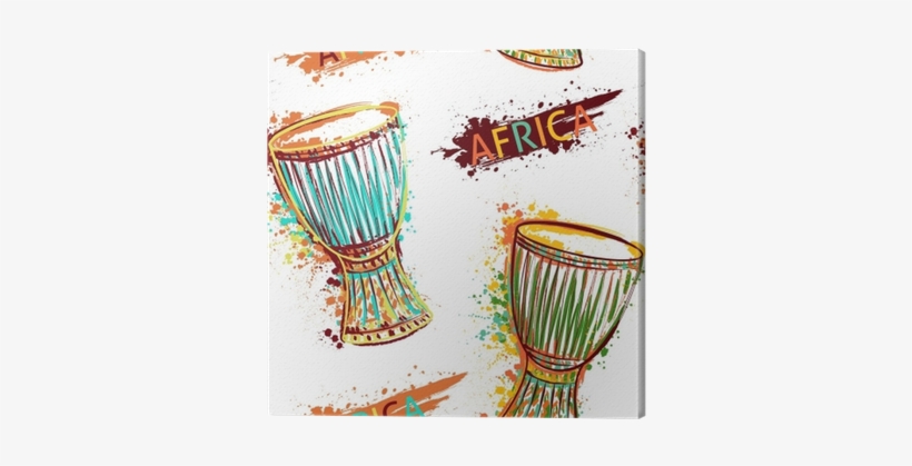 Seamless Pattern With African Drum Tam Tam And Splashes - Afrikanische Trommel Clipart, transparent png download