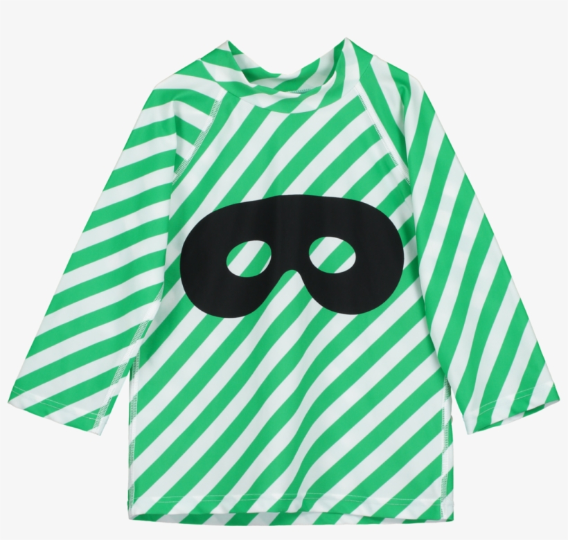 Beau Loves Green Diagonal Stripes Hero Mask Swim Top - Ramasjang Kluns Kjole Rosa Bolche Rød/hvid Stribet, transparent png download