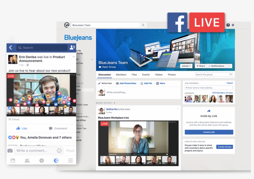 Bluejeans For Facebook Live - Facebook, transparent png download