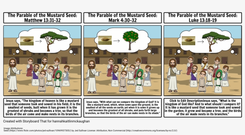 The Parable Of The Mustard Seed - Parable Of The Mustard Seed Storyboard, transparent png download