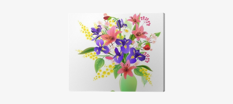 Bunch Of Irises, Lilies And Mimosa Canvas Print • Pixers® - Big Bunch Of Flowers, transparent png download