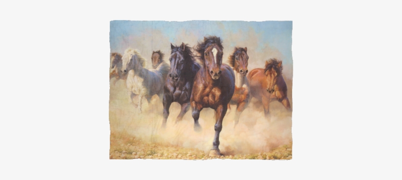 Desert Horses - Fleece Blanket - 1/4 Sheet Herd Of Horses Edible Frosting Cake Topper*, transparent png download