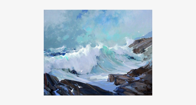 Aqua Wave, Pebble Beach - Painting, transparent png download