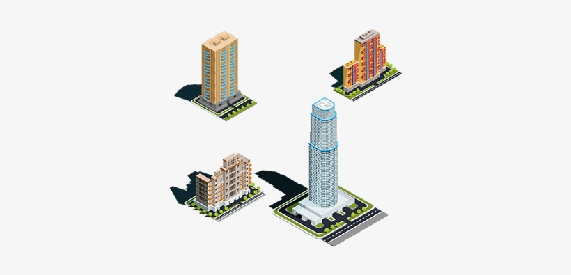 Vector Isometric 3d Illustrations Of Modern Urban Buildings, - Euclidean Vector, transparent png download