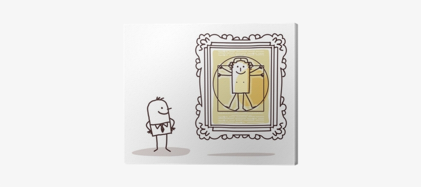 Man Watching The Vitruvian Man Canvas Print • Pixers® - What's So Great About Van Gogh?, transparent png download