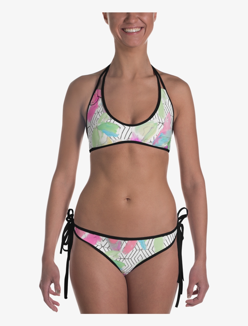 Watercolor Flower Rhombus Bikini - St Lucia Flag Bikini, transparent png download