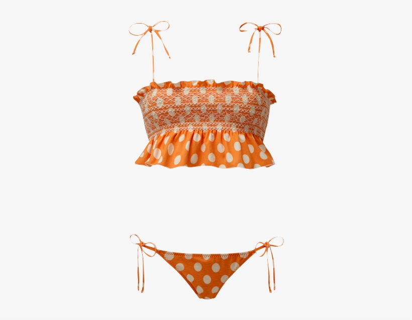 Selena Smocked Orange Polka Dot Bikini - Polka Dot, transparent png download