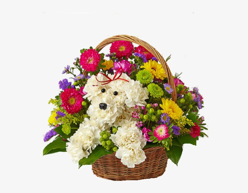 Bouquet - A-dog-able In A Basket - Flowers, transparent png download