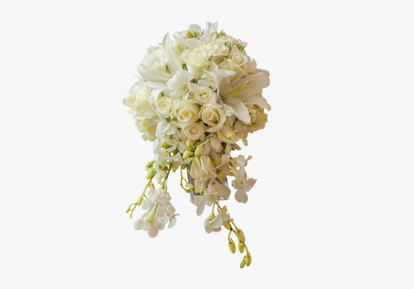 White Cascading Bouquet - Wedding White Bouquets Png, transparent png download
