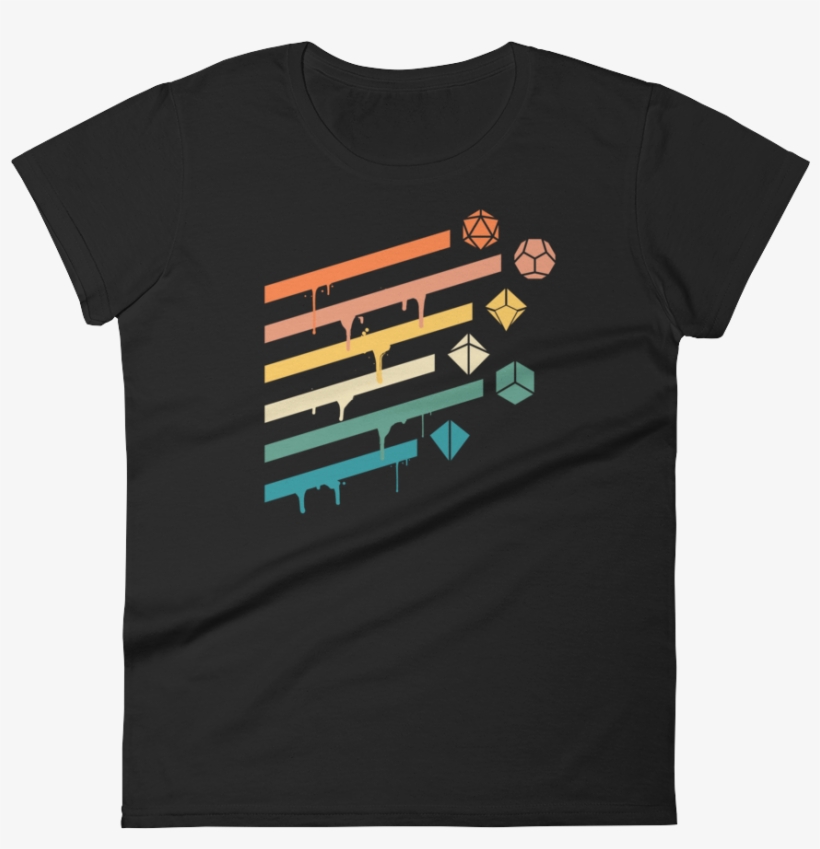 Retro Dripping Paint Polyhedral Dice Set Women's Rpg - T-shirt, transparent png download