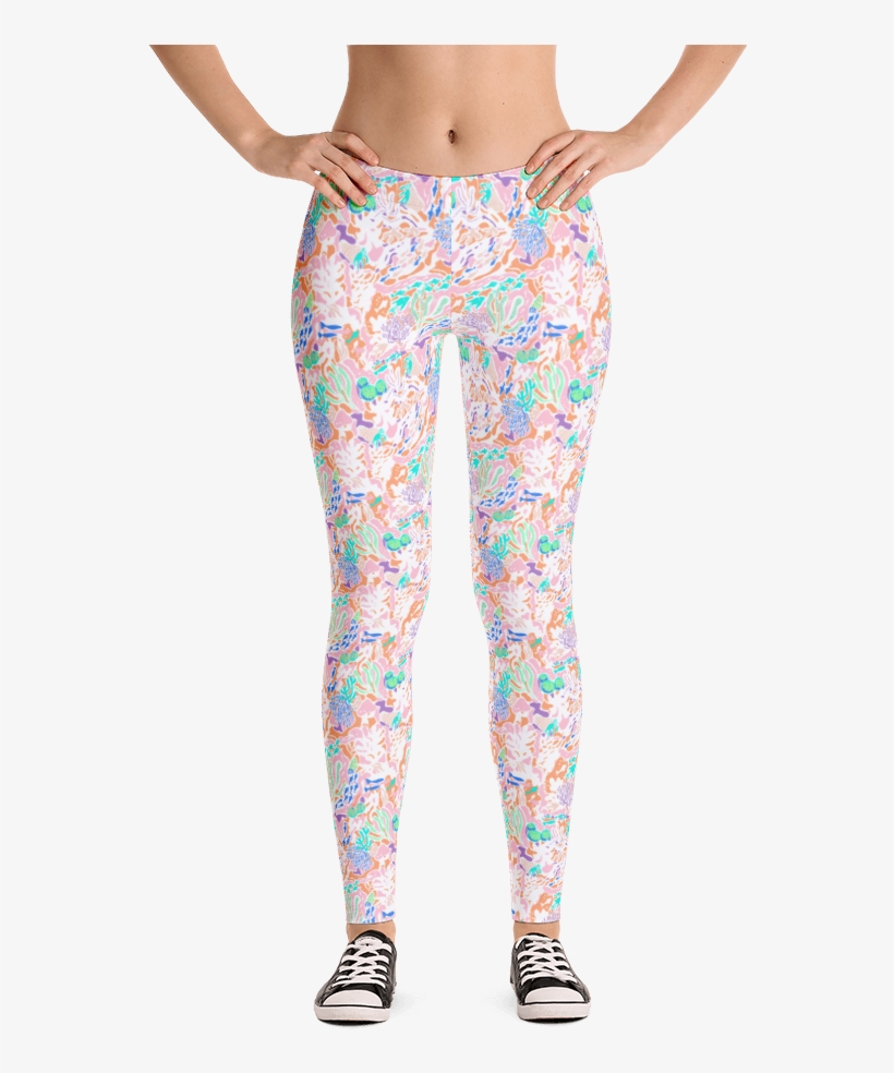 Coral Reef Orange Leggings - Happy Double Hooded Pied Frenchie Capri Leggings, transparent png download