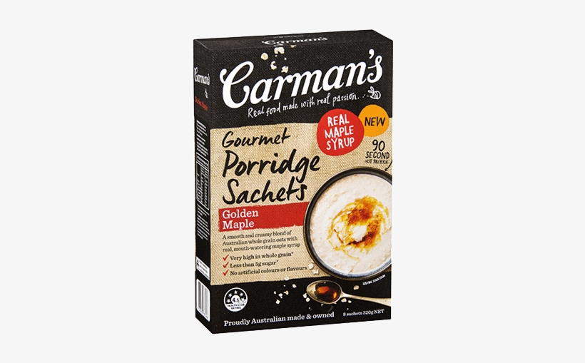 Golden Maple Gourmet Porridge Sachets - Carman's Gourmet Protein Bars Dark Choc & Cranberry,, transparent png download