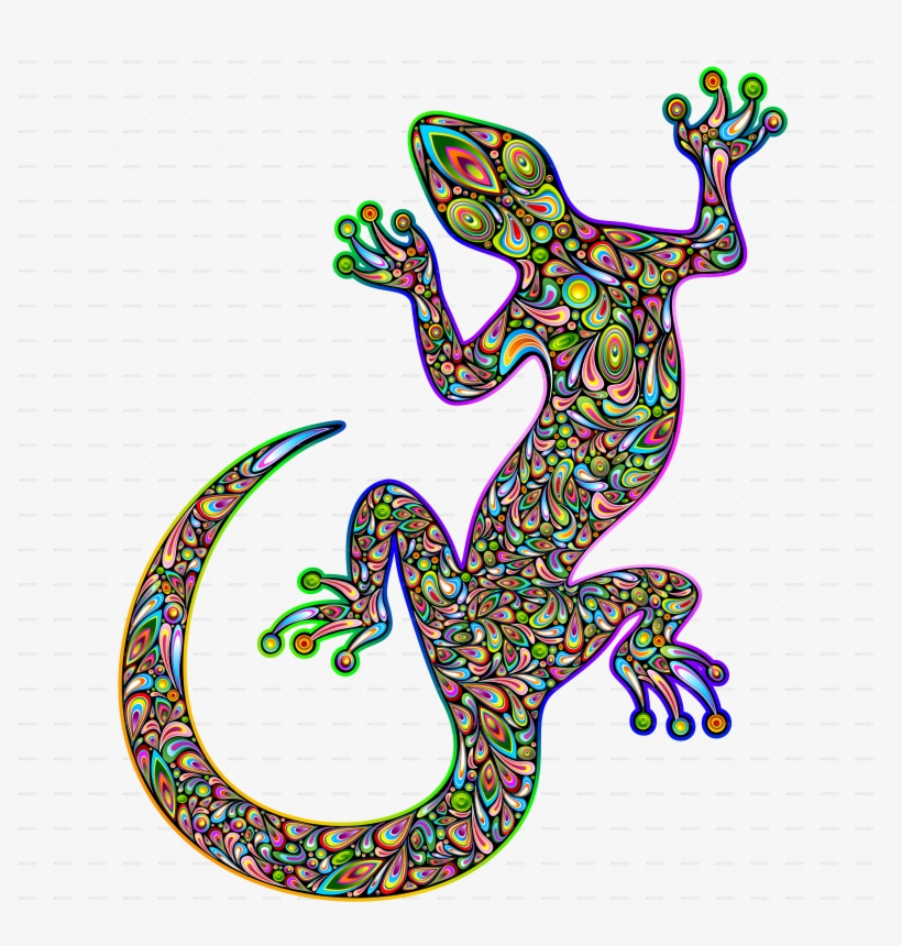 Gecko Psychedelic Art Design Png Gecko Psychedelic - Gecko Design, transparent png download