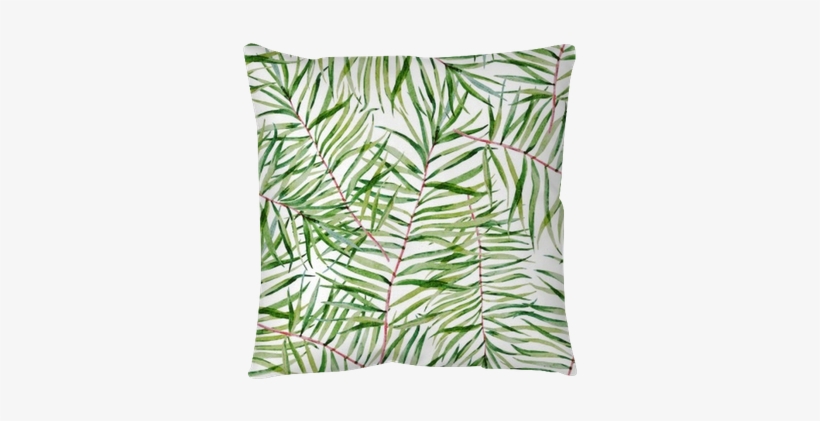 Watercolor Tropical Leafs Pattern Floor Pillow • Pixers® - Blossoming Bird Canvas With Frame, transparent png download