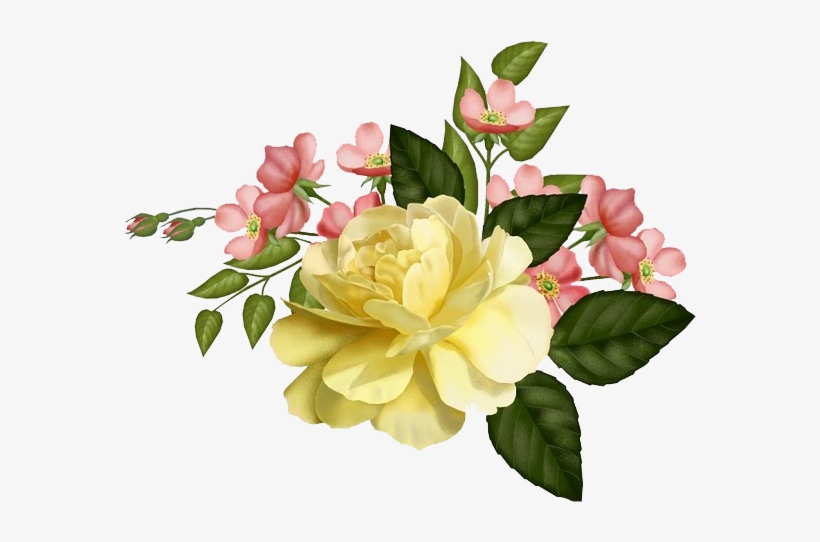 Flores Encontradas En La Web - Vintage Yellow And Pink Flowers, transparent png download