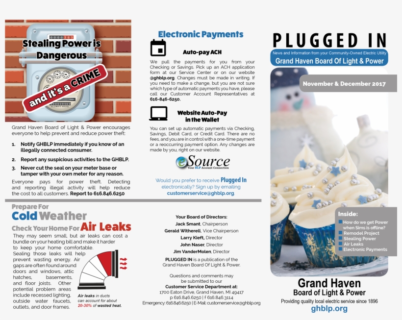 Grand Haven Board Of Light And Power 1700 Eaton Drive - Stop Illegal Electrical Connections Broucheres, transparent png download