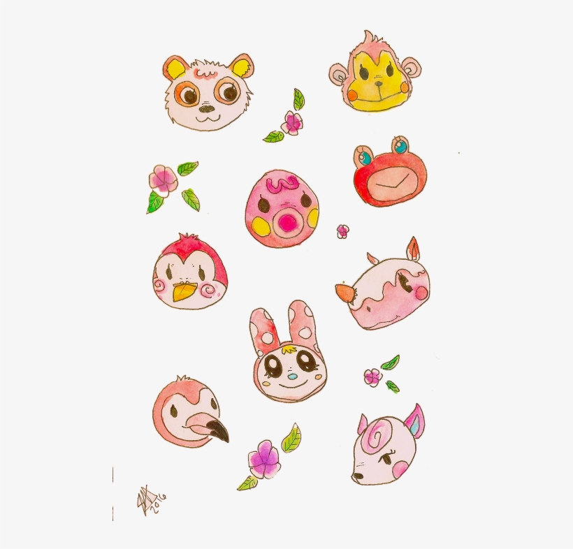 Some Transparent Pink And Blue Animal Crossing - Animal Crossing Watercolor, transparent png download
