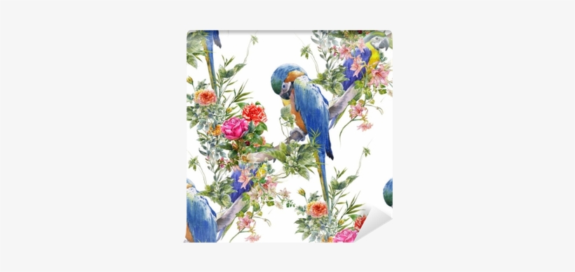 Watercolor Painting With Birds And Flowers, Seamless - Watercolor Painting, transparent png download