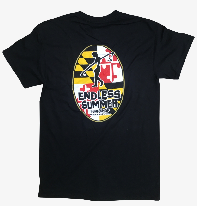 Black Endless Summer Tshirt With Maryland Flag Logo - Solid Tee, transparent png download
