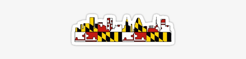 Baltimore Maryland Flag Skyline • Also Buy This Artwork - Cafepress Maryland Flag Heart Tile Coaster, transparent png download