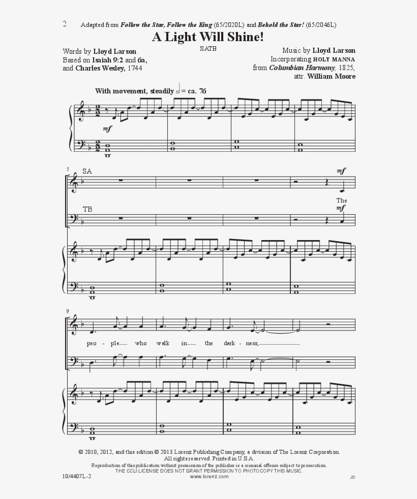 A Light Will Shine Thumbnail A Light Will Shine Thumbnail - Schatzi Schenk Mir Ein Foto Noten, transparent png download