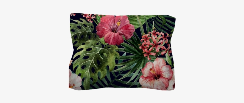 Pattern Orchid Hibiscus Leaves Watercolor Tropics Pillow - Walls Need Love The Original Margaritaville Removable, transparent png download