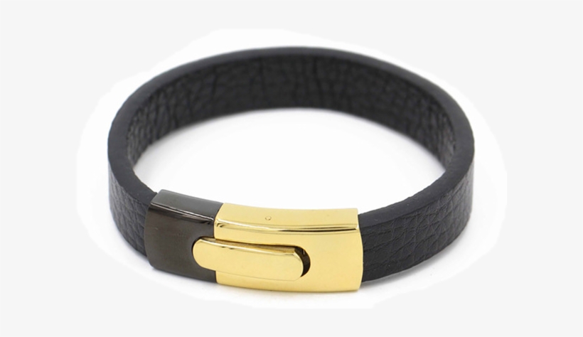 Stainless Steel Custom Braided Leather Bracelets, Gold - Bracelet, transparent png download