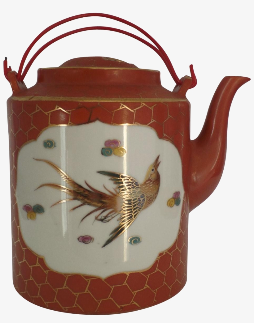 Vintage Porcelain China Chinese Teapot Honeycomb Pattern - Porcelain, transparent png download