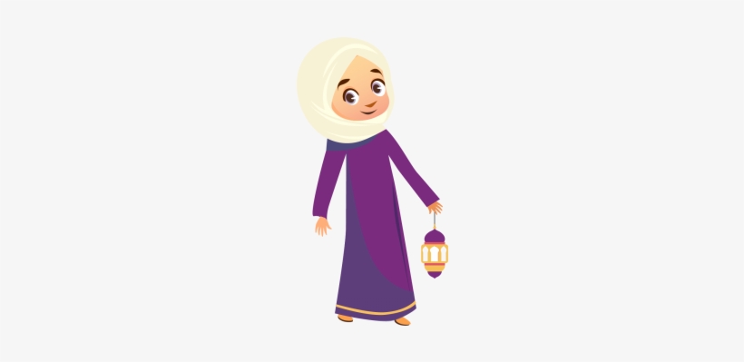 Muslim Girl With Hijab Element, Eid Mubarak, Calligraphy, - Hijab Girls Vector Png, transparent png download