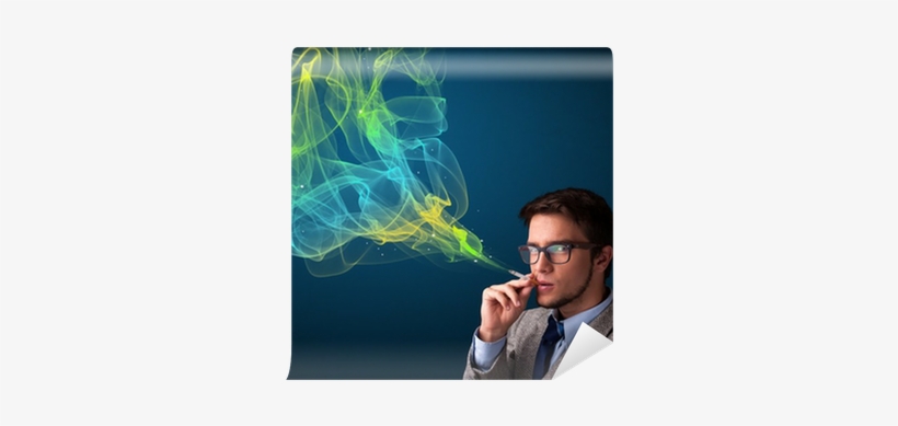 Handsome Man Smoking Cigarette With Colorful Smoke - Smoking, transparent png download