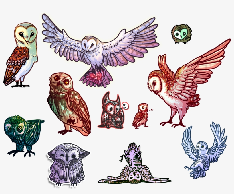 Graphic Library Library Drawing Owls Mystical - Bird Of Prey Chibi Art, transparent png download