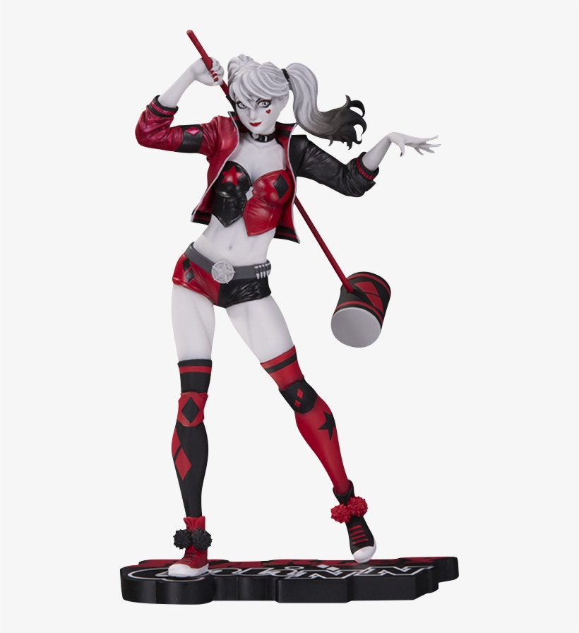 Harley Quinn Statue By Dc Collectibles - Harley Quinn Red White And Black Statue, transparent png download