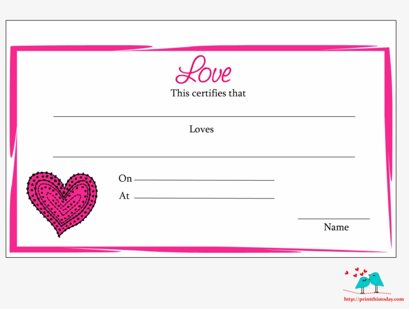 Free Printable Love Certificate For The Holidays Pinterest - Boyfriend, transparent png download